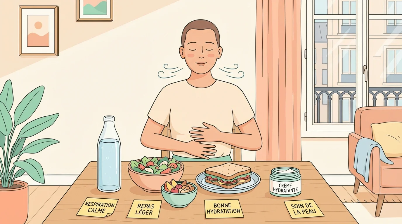 Illustration montrant la préparation avant une séance de tatouage sur les côtes